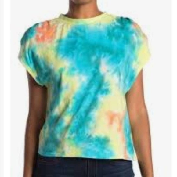 NWT AFRM Jorja Top In Teal/yellow Tie Dye Size medium - Picture 1 of 5